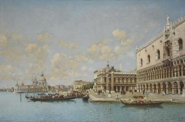 The Doge's Palace And Santa Maria Della Salute, Venice Oil Painting by Federico del Campo