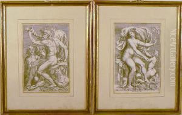 Scene Mitologiche Oil Painting by Perino Del Vaga (Pietro Bonaccors