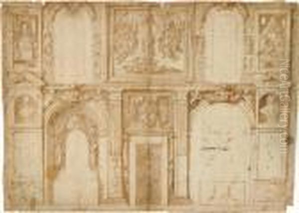 Bozzetto Perla Decorazione Murale Del Duomo Di Pisa Oil Painting by Perino Del Vaga (Pietro Bonaccors