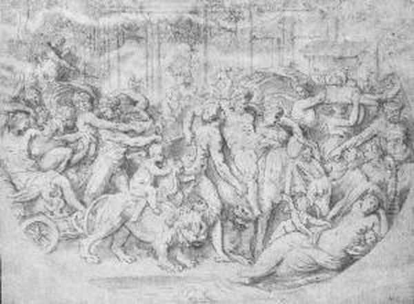 Triumphzug Des Bacchus Oil Painting by Perino Del Vaga (Pietro Bonaccors