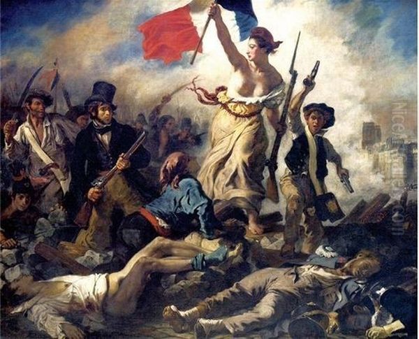 La Liberte Guidant Le Peuple Oil Painting by Eugene Delacroix