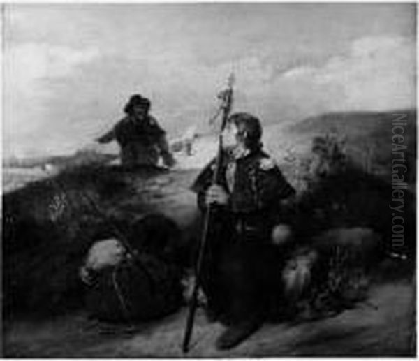 Deux Pelerins Sur La Route Oil Painting by Paul Delaroche