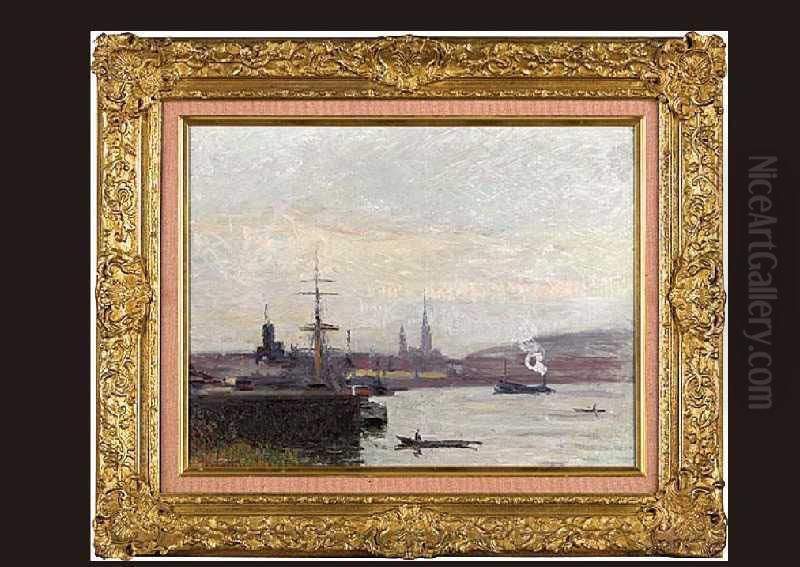 The Seine And Rouen Oil Painting by Joseph Delattre