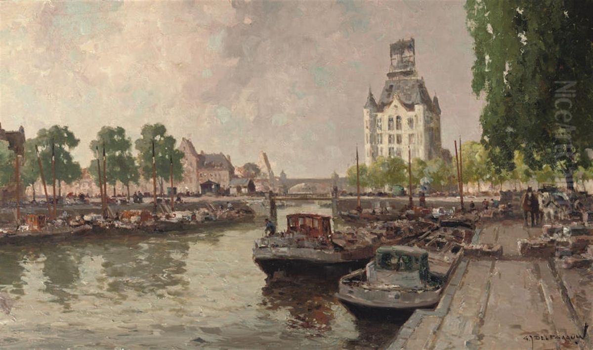 A View Of The Witte Huis, Rotterdam Oil Painting by Gerardus Jacobus Delfgaauw
