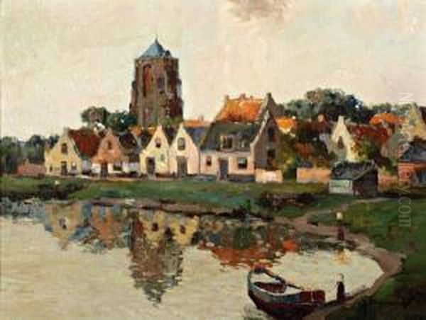 Gezicht Op Brielle Oil Painting by Gerardus Jacobus Delfgaauw
