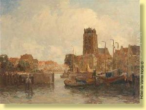 L'entree Du Port Oil Painting by Gerardus Jacobus Delfgaauw