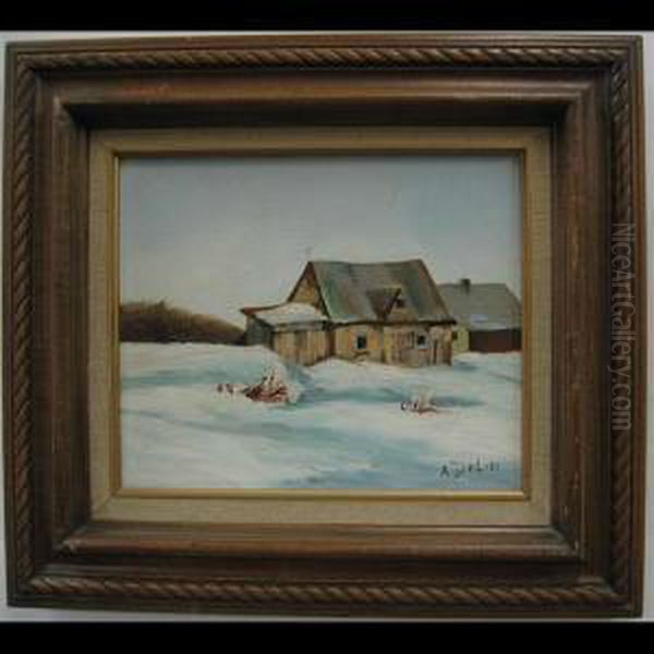 Quebec Farm House Oil Painting by Arnaldo Delisio