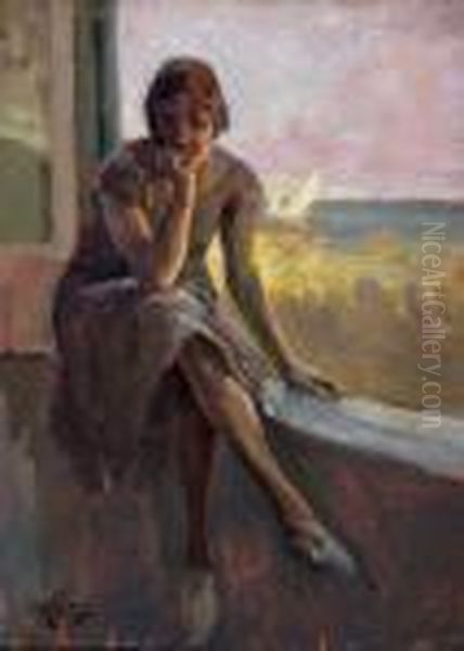 Arnaldode Lisio Napoli ) 
Ragazza Aldavanzale Olio Su Tavola Cm 34.5x25 Firmato In Basso A 
Sinistra.a.de Lisio Oil Painting by Arnaldo Delisio