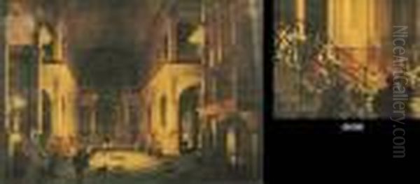 The Interior Of A Renaissance 
Cathedral By Candlelight With Theentrance Of A Dignitary And His 
Entourage Oil Painting by Anthonie De Lorme