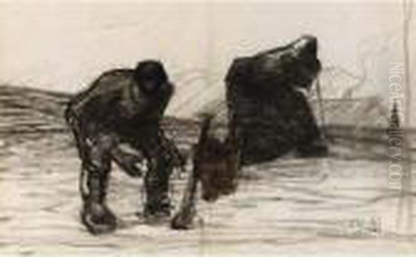 Farmers At Work Oil Painting by Jean Delville