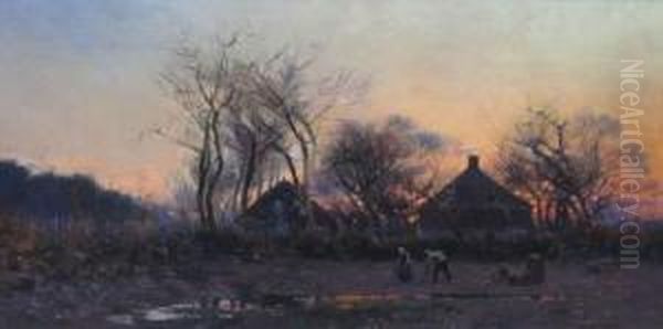  Travaux A La Ferme  Oil Painting by Gustave Den Duyts