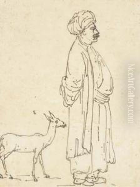 Caricature De Julie, Femme De 
Chambre De Mademoiselle D'houchin; Etune Jeune Femme Marchant Oil Painting by Dominique Vivant Denon