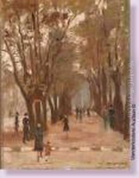 L'allee Du Parc Animee Oil Painting by Alexandre Denonne