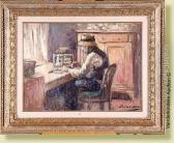 L'artisan Dans Son Atelier Oil Painting by Alexandre Denonne