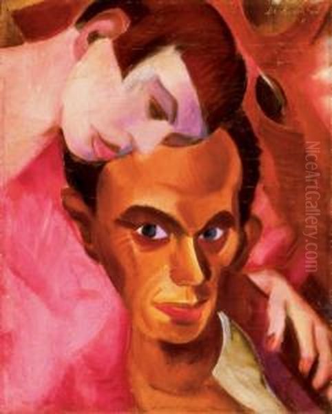 Two Of Us Oil Painting by Gyula Derkovits