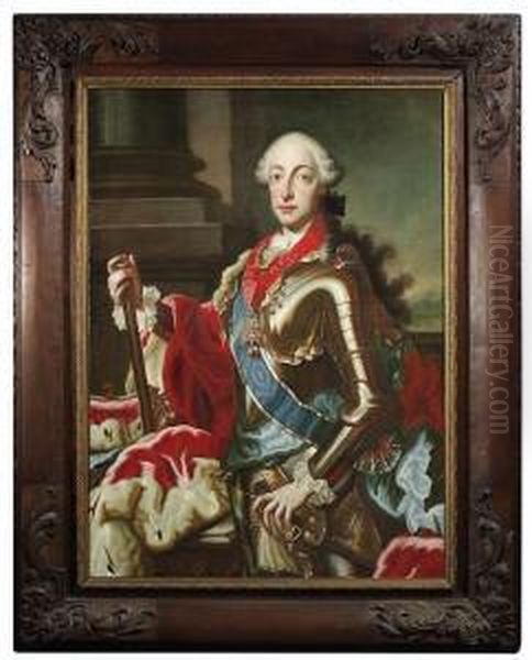 Portrait Of The Bavarian 
Archduke Max Iii. Joseph. Portrait Of His Spouse, The Bavarian 
Archduchess Maria Anna Of Saxonia. Three Quarter Length. A Pair. Baroque
 Frames. Oil/canvas/canvas.#provenance: Southern Germa Oil Painting by Georg Desmares