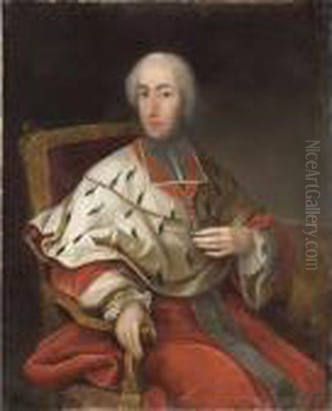 Portrait Of Cardinal Clement 
Augustus Von Wittelsbach, Archbishop Elector Of Cologne (1723-61) Oil Painting by Georg Desmares