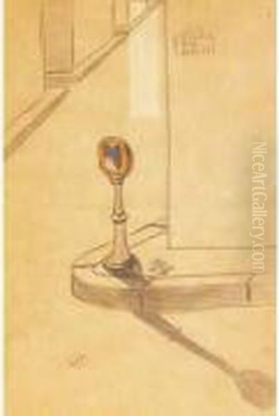 Dessin Original, Crayon Et 
Crayon Rouge Et Bleu, Rue Meurt, Signe En Bas A Gauche De Son Paraphe ; 
32 X 21,5 Cm. (encadre). Oil Painting by Robert Desnos