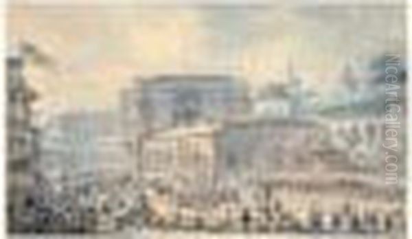 Cortege Des Antiquites D'herculanum Arrivant Au Musee De
 Capodimonte Oil Painting by Louis Jean Desprez