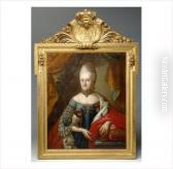 Portrait De Clement Wenceslas De
 Saxe Et De Sa Soeur Marie Cunegonde Abbesse D'essen Et De Thorn Oil Painting by Claude Louis Desrais