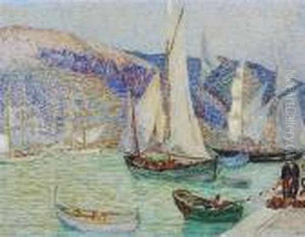 Les Bateaux Oil Painting by Leon Detroy