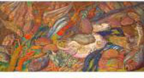  Naturemorte Aux Poissons  Oil Painting by Leon Detroy