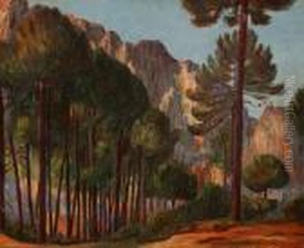 Pins Et Falaises Oil Painting by Leon Detroy
