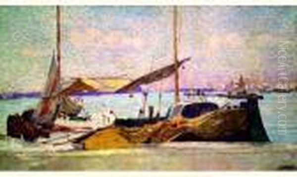 Vue De Venise Oil Painting by Leon Detroy