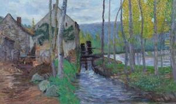 Le Vieux Moulin De La Creuse Oil Painting by Leon Detroy