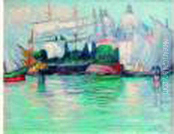  Voiliers Dans Le Port  Oil Painting by Leon Detroy