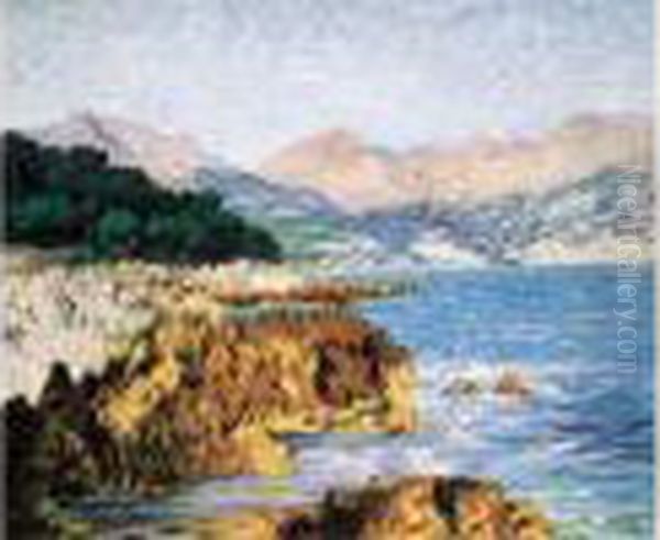 La Cote Rocheuse Surplombant La Mer Oil Painting by Leon Detroy