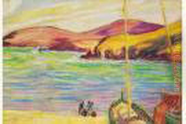 Barques A Sec Oil Painting by Leon Detroy