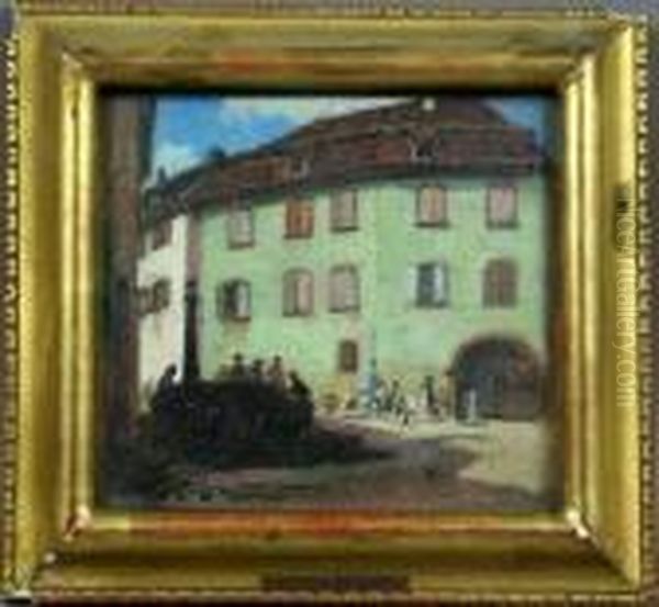 An Alsatian Village Oil Painting by Andre Devambez