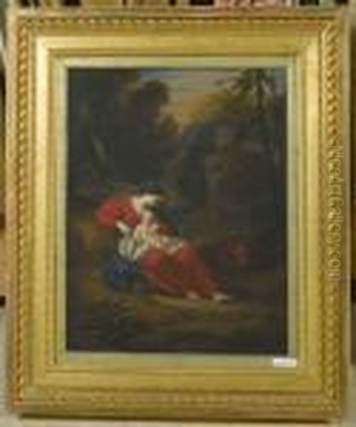 Ruhe Auf Der Flucht Nach Agypten. Oil Painting by Achille-Jacques-Jean-Marie Deveria