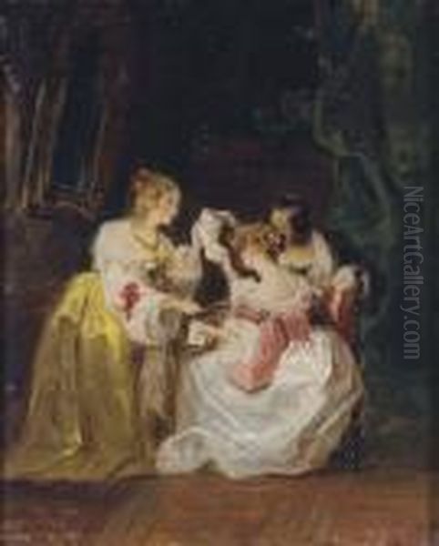 Love Letters Oil Painting by Achille-Jacques-Jean-Marie Deveria