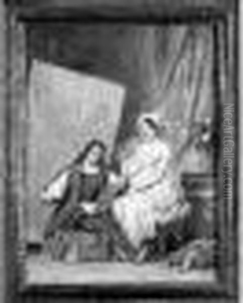 Deveria Raphael Oil Painting by Achille-Jacques-Jean-Marie Deveria