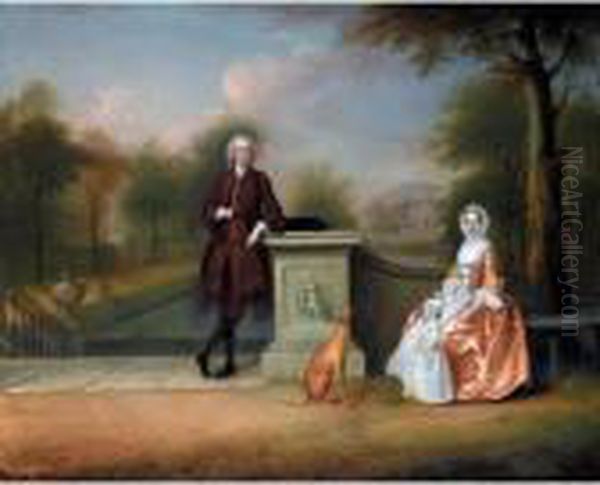 Portrait Of A Gentleman, With 
His Wife And Child, Possibly Captain The Hon. The Rev. Robert 
Cholmondeley And His Wife, Mary Oil Painting by Arthur Devis