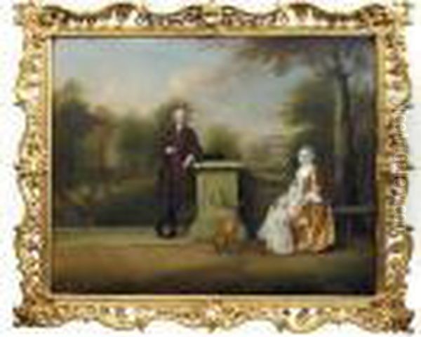 Portrait Of A Gentleman, With 
His Wife And Child, Possibly Captain The Hon. The Rev. Robert 
Cholmondeley And His Wife Mary Oil Painting by Arthur Devis