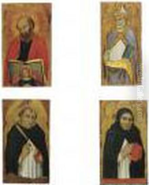 San Matteo; Un Santo Vescovo; 
Santo Stefano; San Tommaso D'aquino; San Pietro Martire; Beato Ambrogio 
Sansedoni; San Luca; San Gregorio Magno Oil Painting by Taddeo Di Bartolo