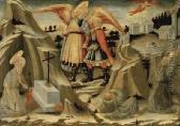Tobias And The Angel, The 
Penitence Of Saint Jerome And The Stigmatization Of Saint Francis Oil Painting by Bicci Di Neri