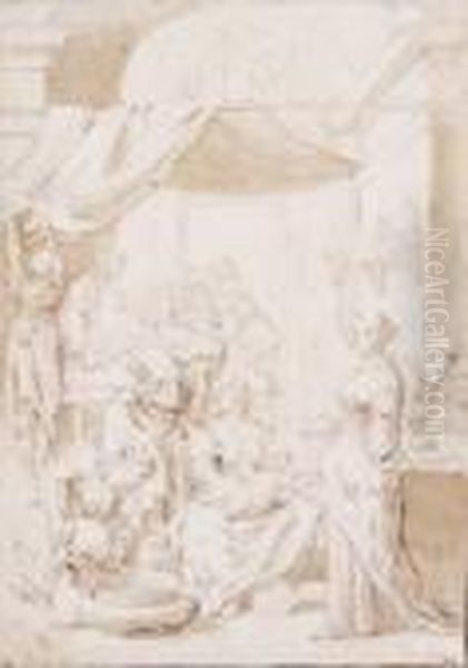 Nascita Della Vergine Oil Painting by Giacinto Diano