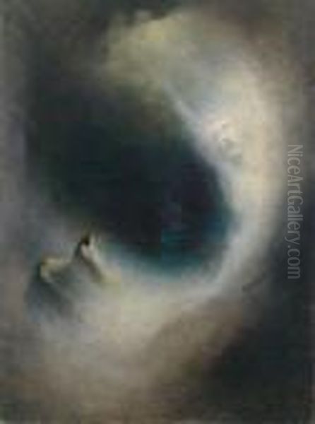 Vision, Schwachesignaturreste Diefenb.... Oil Painting by Karl Wilhelm Diefenbach