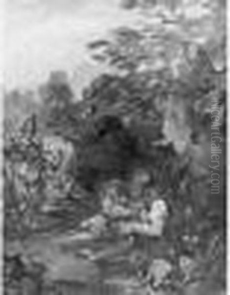 Tete De Jeune Fille, Vue De Profil Oil Painting by August Wilhelm Dieffenbacher