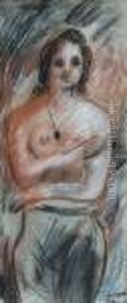 Akt Nyaklanccal Oil Painting by Rudolf Diener-Denes