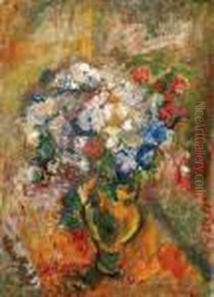 Still Life Of Flowers Oil Painting by Rudolf Diener-Denes