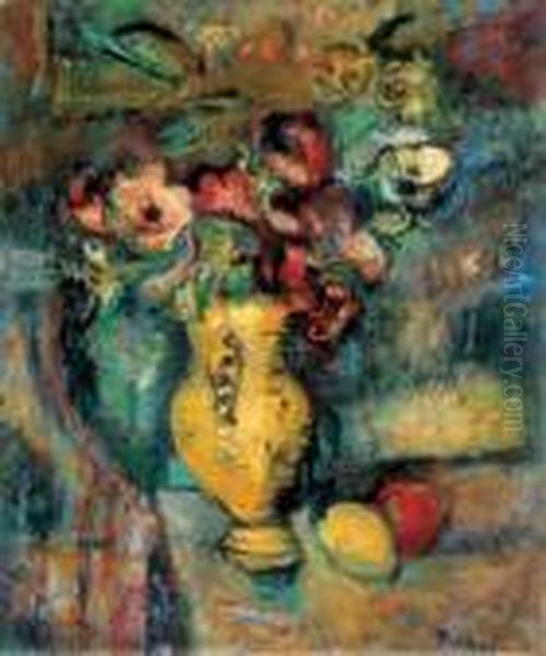 Still Life Of Flowers Oil Painting by Rudolf Diener-Denes