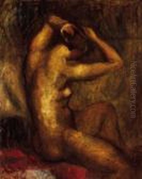 Combing Oil Painting by Rudolf Diener-Denes