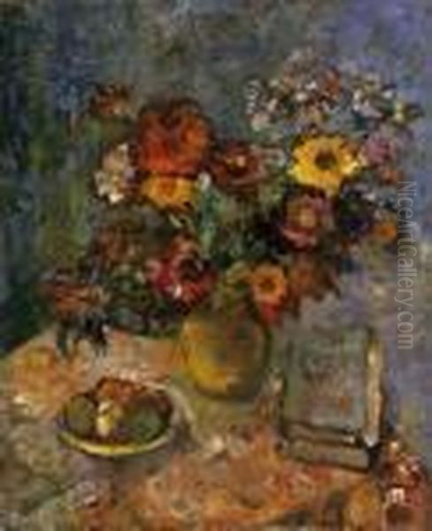 Still Life Of Flowers Oil Painting by Rudolf Diener-Denes