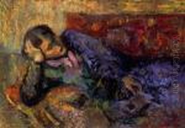 Resting Woman Oil Painting by Rudolf Diener-Denes