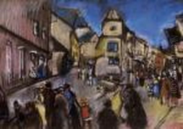 Town Detail In Bratislava Oil Painting by Rudolf Diener-Denes